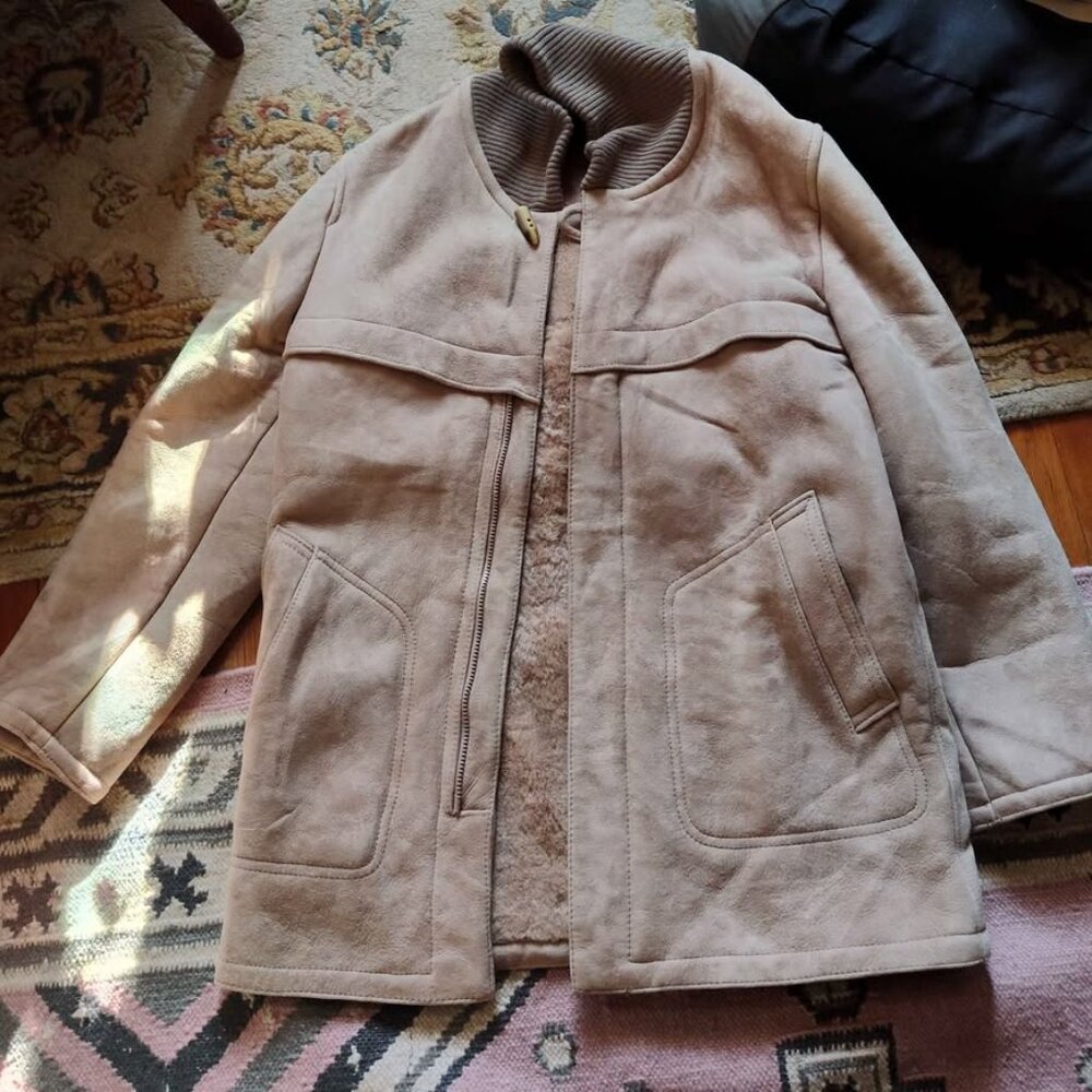 New NOS Vintage Sheepskin Coat Jacket Men's M Winter Warmest